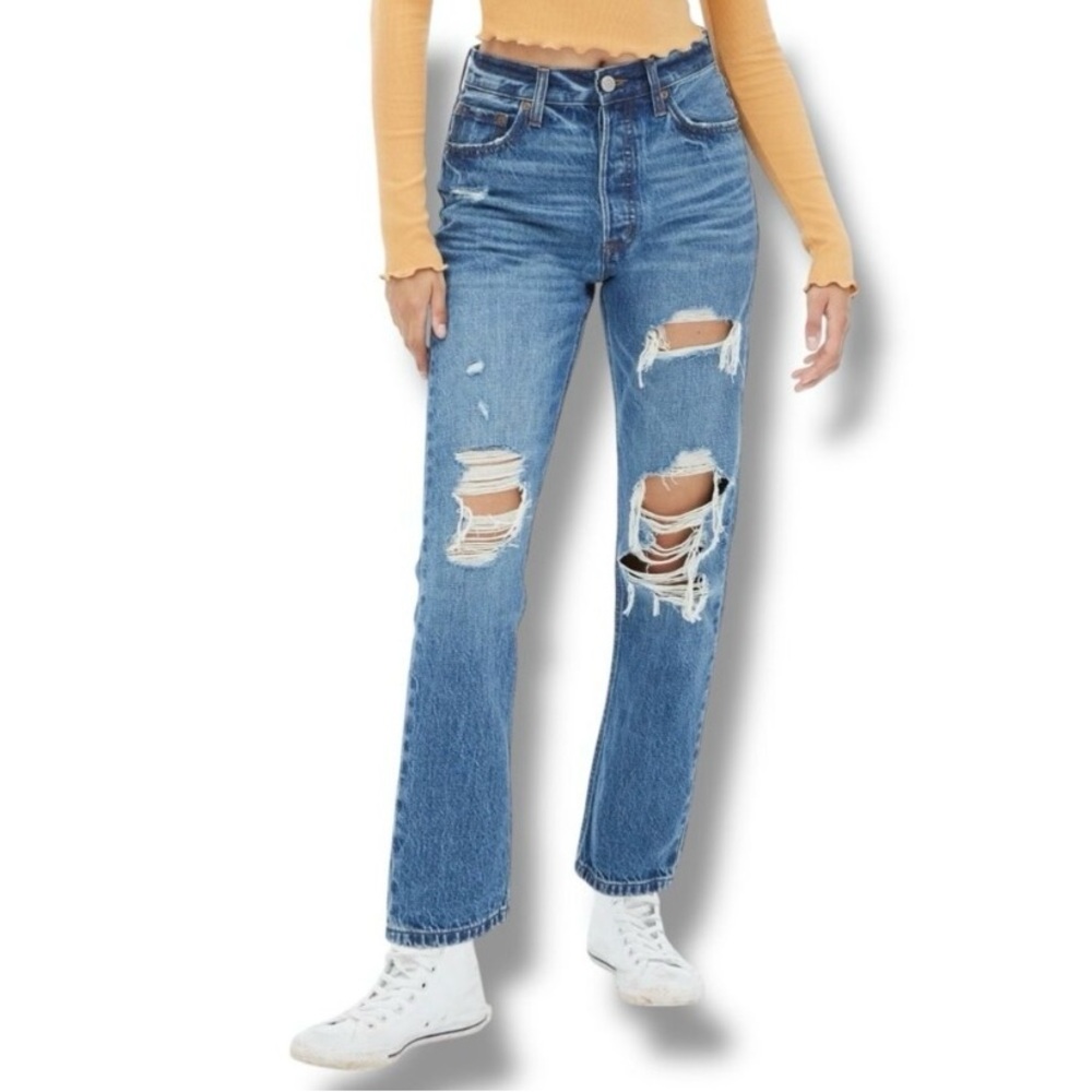 Aeropostale 90’s super high rise straight distressed jeans